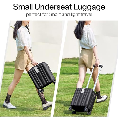 Hanke 14 Inch Underseat Carry On Luggage with Wheels Hard Shell Suitcases Carry On Bag Lightweight Small Mini Suitcase Tsa Luggage for Travel.（Jet Black） - Image 2