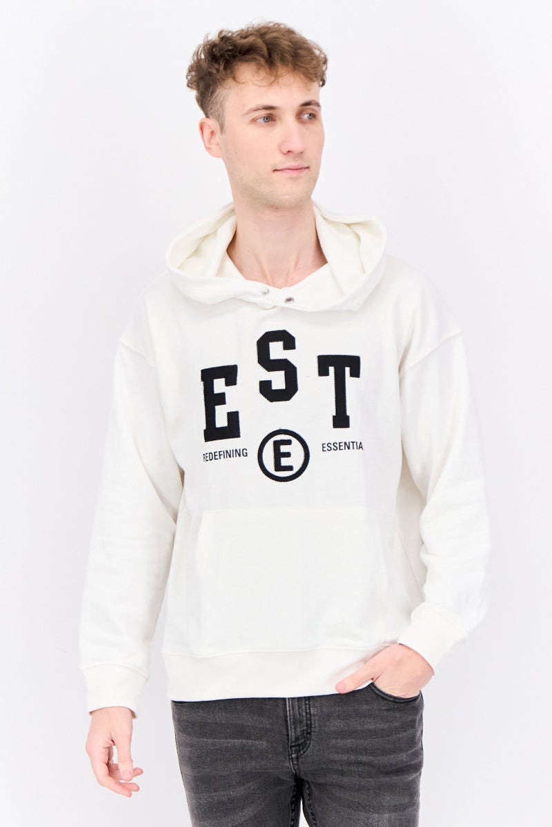 Established Redefining Essentials Men Hooded Long Sleeve Embroidered Sweatshirt, White - Image 1