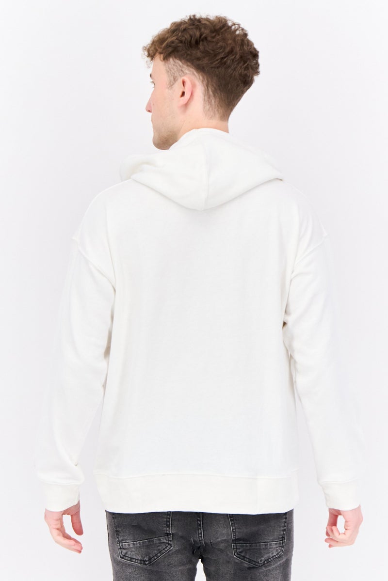 Established Redefining Essentials Men Hooded Long Sleeve Embroidered Sweatshirt, White - Image 3