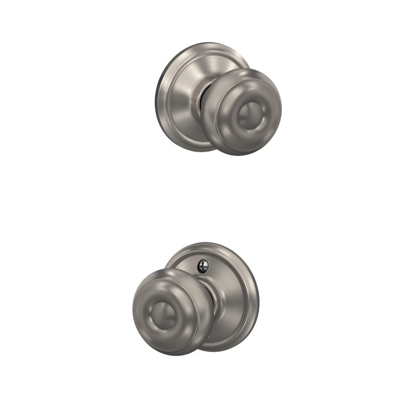 Schlage F10 GEO 619 Georgian Door Knob, Hall & Closet Passage Lock, Satin Nickel - Image 1