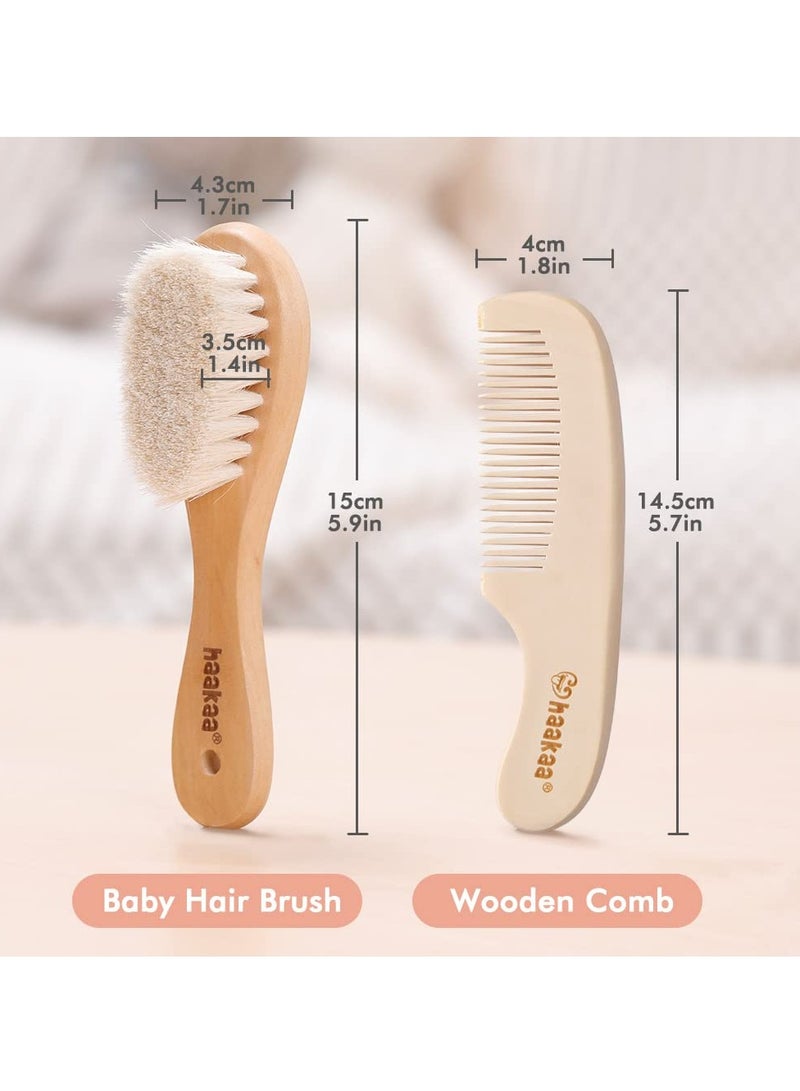 haakaa Goat Wool Baby Hair Brush and Comb Set 2 Pieces - Image 4