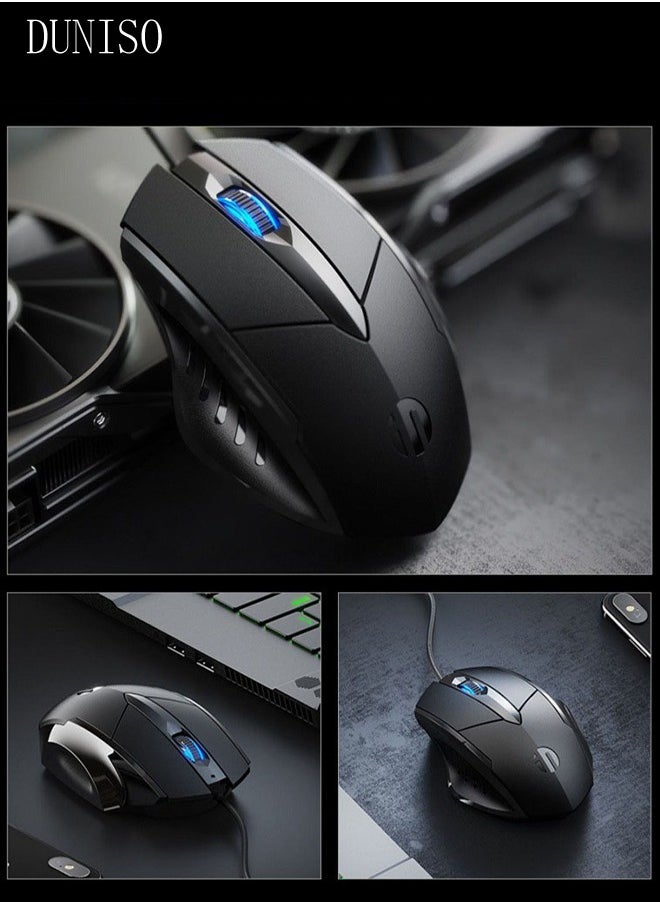 DUNISO - Wired RGB Gaming Mouse High Performance Mouse, 6 Buttons, 4 Color LED for Computer Notebook Laptop Office PC Home Black (13.5*9.5*5cm) - Image 1