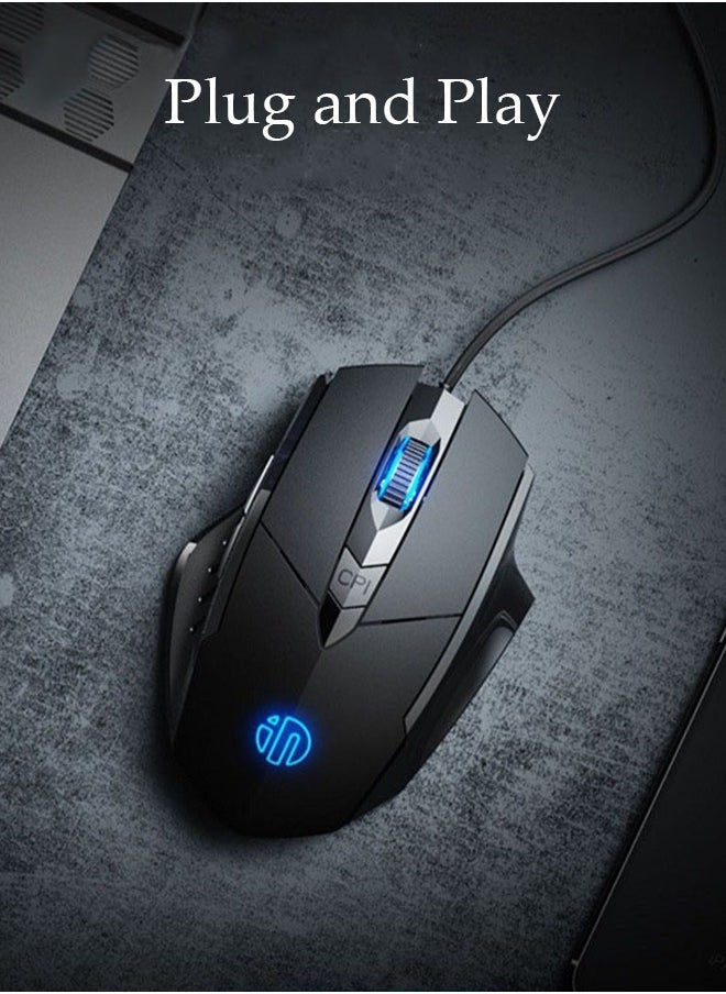 DUNISO - Wired RGB Gaming Mouse High Performance Mouse, 6 Buttons, 4 Color LED for Computer Notebook Laptop Office PC Home Black (13.5*9.5*5cm) - Image 1