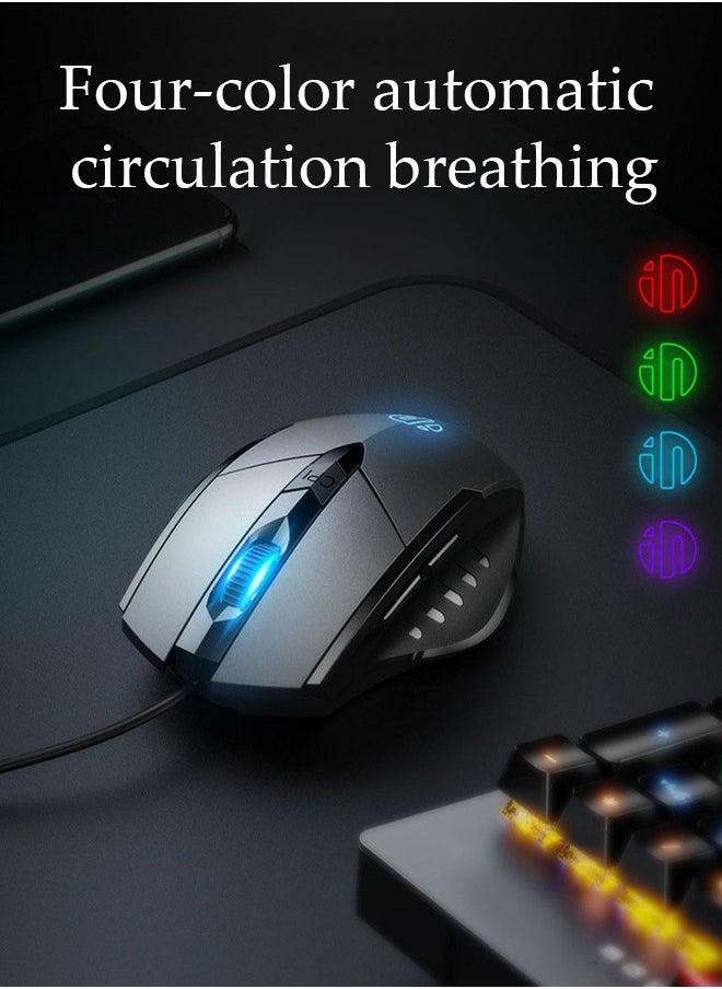 DUNISO - Wired RGB Gaming Mouse High Performance Mouse, 6 Buttons, 4 Color LED for Computer Notebook Laptop Office PC Home Black (13.5*9.5*5cm) - Image 1