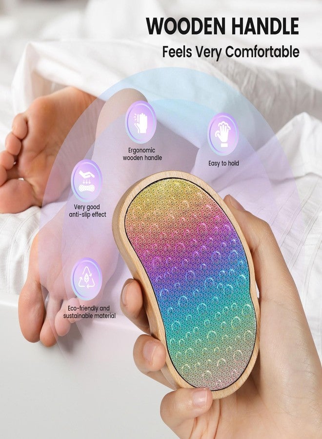 BEZOX Stainless Steel Pedi Egg Foot File Callus Remover for Dry and Wet Feet, Smooth Rough Skin, Plastic-Free Pedicure Tool Pumice Stone, Washable Foot Scrubber for Cracked Heels - Rainbow - Image 4