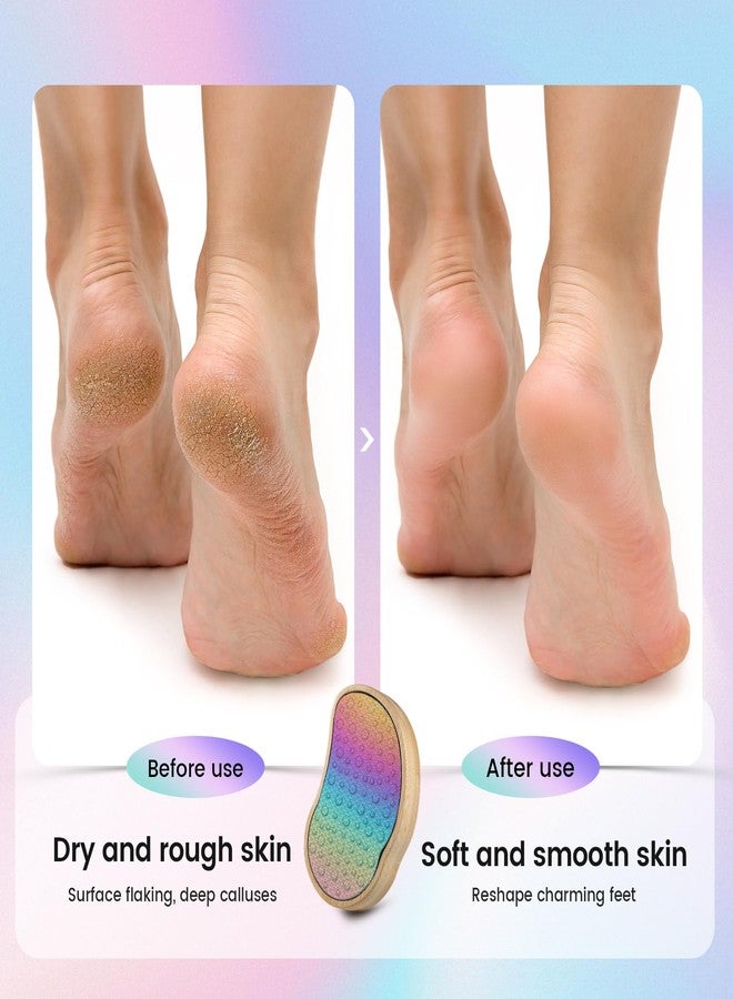 BEZOX Stainless Steel Pedi Egg Foot File Callus Remover for Dry and Wet Feet, Smooth Rough Skin, Plastic-Free Pedicure Tool Pumice Stone, Washable Foot Scrubber for Cracked Heels - Rainbow - Image 2