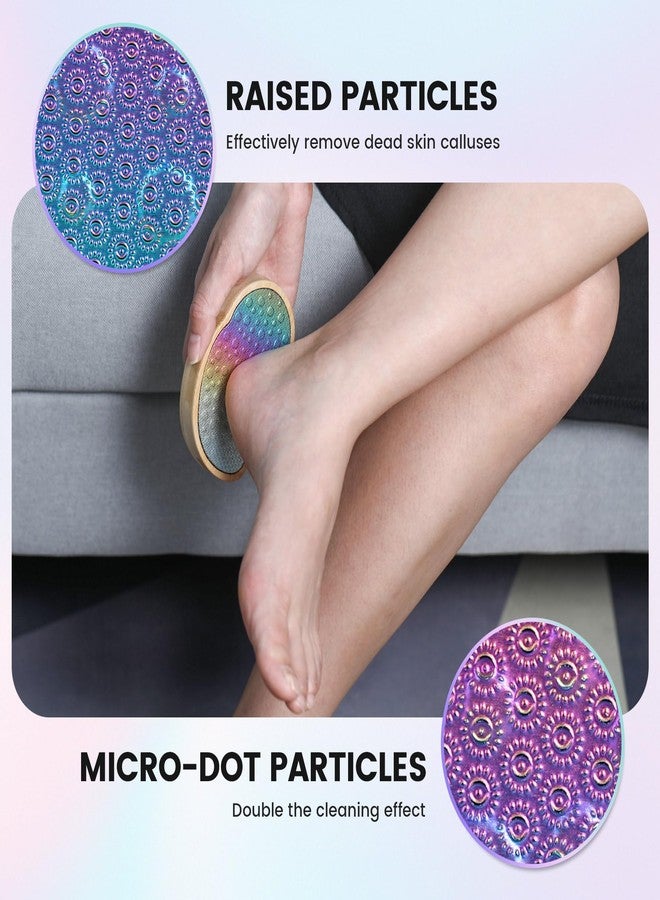 BEZOX Stainless Steel Pedi Egg Foot File Callus Remover for Dry and Wet Feet, Smooth Rough Skin, Plastic-Free Pedicure Tool Pumice Stone, Washable Foot Scrubber for Cracked Heels - Rainbow - Image 5
