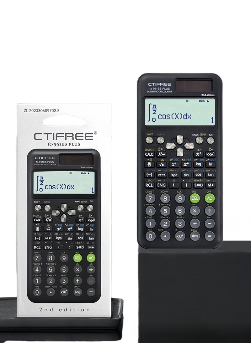 آلة حاسبة علمية متعددة الوظائف Fx-991Es Plus الإصدار الثاني، باللون الأسود - Image 1