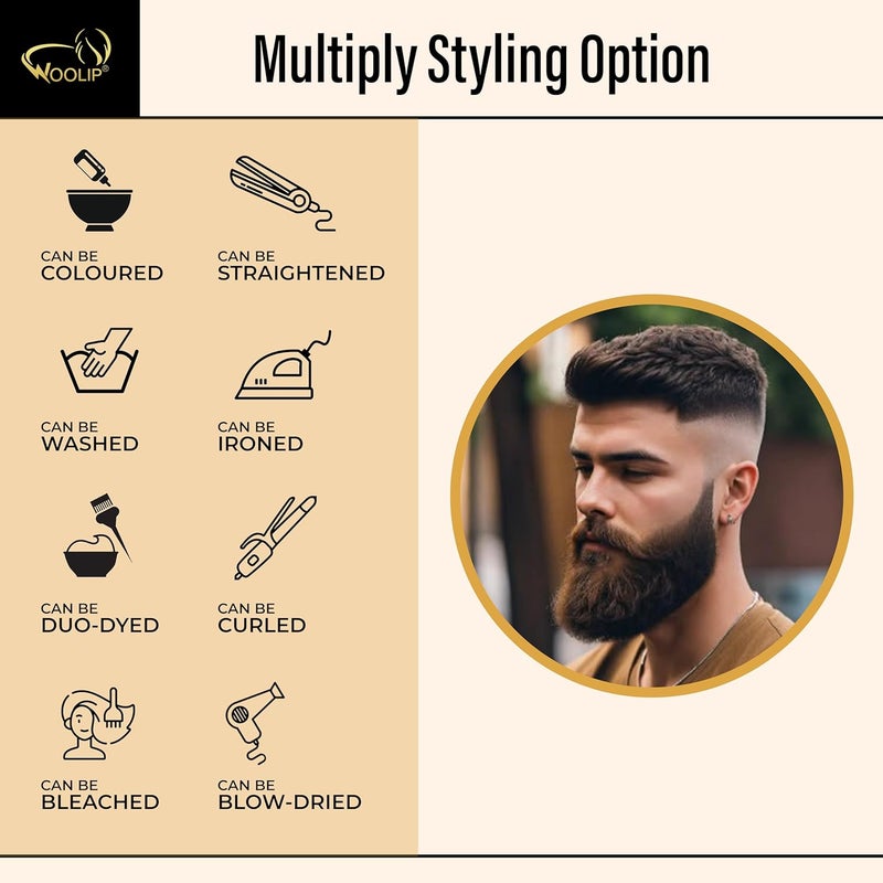 Woolip Hair patch for men, Hair wig for men, Monofilament, 100% natural human hair, Durable & Easy To Self-Service, Men, Pack of 1 (Black) (7x5) - Image 5