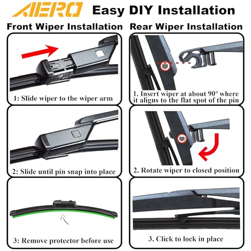 Aero مساحات AERO بديلة لهوندا CR-V CRV 2024-2023، 24" + 19" أمامية + 10" خلفية، شفرات مساحات زجاج أمامي متميزة لجميع الفصول مع إعادة تعبئة إضافية من السدادات + ضمان لمدة سنة (مجموعة من 3) - Image 5