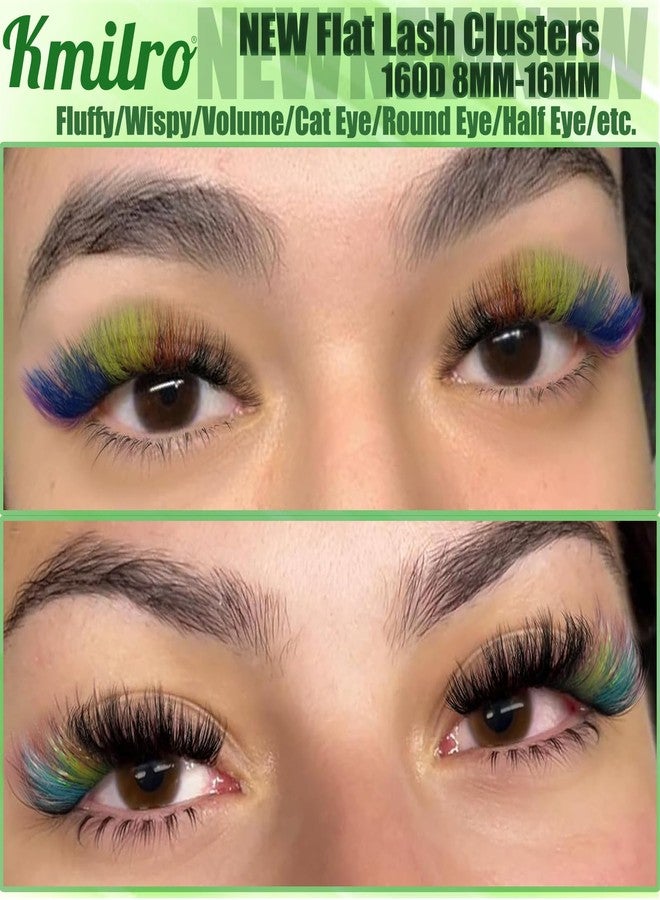 kmilro Colored Lash Clusters 160D Fluffy Cluster Eyelash Extensions 8-16mm Waterproof D Curl Volume Eyelash Clusters 280Pcs 4 Colors Individual Lashes Soft Wispy False Eyelashes DIY Lash Extension, by Kmilro - Image 2
