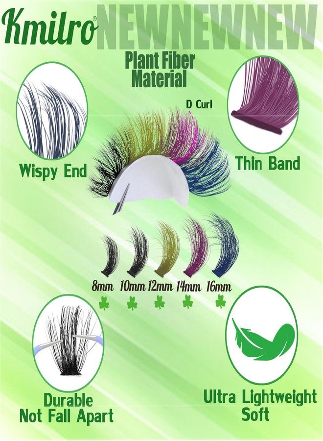 kmilro Colored Lash Clusters 160D Fluffy Cluster Eyelash Extensions 8-16mm Waterproof D Curl Volume Eyelash Clusters 280Pcs 4 Colors Individual Lashes Soft Wispy False Eyelashes DIY Lash Extension, by Kmilro - Image 4