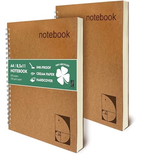 le vent 2-Pack A4 Dot Grid Spiral Notebooks - 8.5 x 11 Dotted Journals with 200 Pages of Premium 100gsm Thick Ink-Proof Paper - Large Bullet Journal for Writing, Sketching, and Work - Image 1