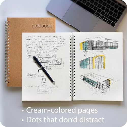 le vent 2-Pack A4 Dot Grid Spiral Notebooks - 8.5 x 11 Dotted Journals with 200 Pages of Premium 100gsm Thick Ink-Proof Paper - Large Bullet Journal for Writing, Sketching, and Work - Image 5