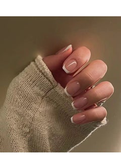 JOSQUEWNN Press On Nails ,Simple And Elegant: Short French White Nail Art Products With Removable False Nail Art Patches,Fake Acrylic Nails With Glue Kit.  - Image 5