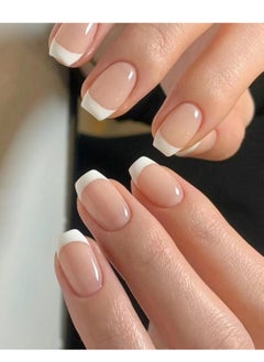 JOSQUEWNN Press On Nails ,Simple And Elegant: Short French White Nail Art Products With Removable False Nail Art Patches,Fake Acrylic Nails With Glue Kit.  - Image 3