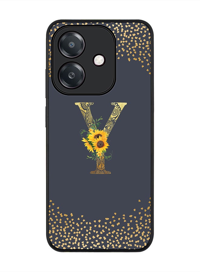 Stylizedd For Oppo A5i Case,Slim fit Camera Protection, Shockproof Thin Phone cover  - Custom Floral Monogram - Y  (Grey )