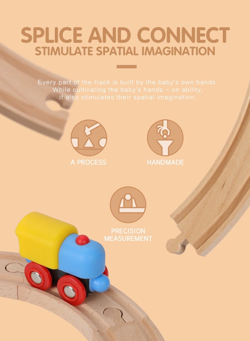 Train Set - Wooden Train Tracks & Trains for Kids, Toddler Boys and Girls 2,3,4,5 Years Old and Up– Premium Wood Construction Toys，Imaginative Play, Engineering & Fine Motor Skills Development  - Image 4