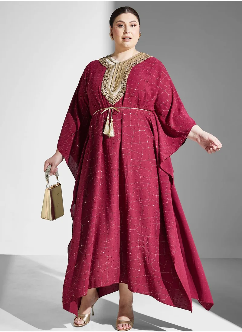 Khizana Plus size embroidered kaftan