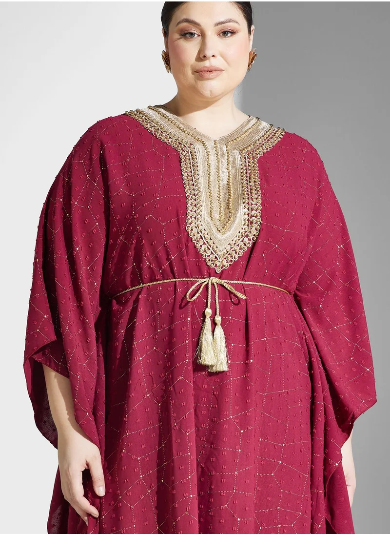 Khizana Plus size embroidered kaftan