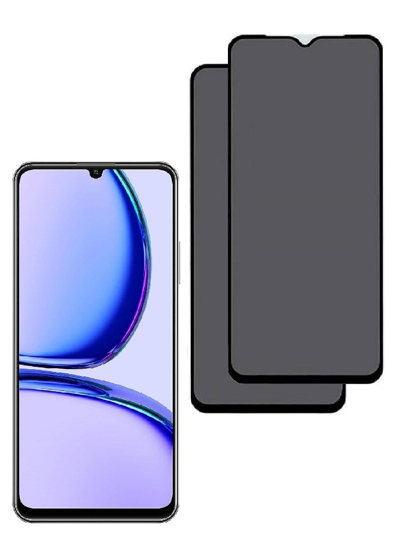 we3 2 Piece Tempered Glass Screen Protector Anti-Spy Privacy Designed For Realme C53 Full Screen Coverage And Bubble Free - Image 1