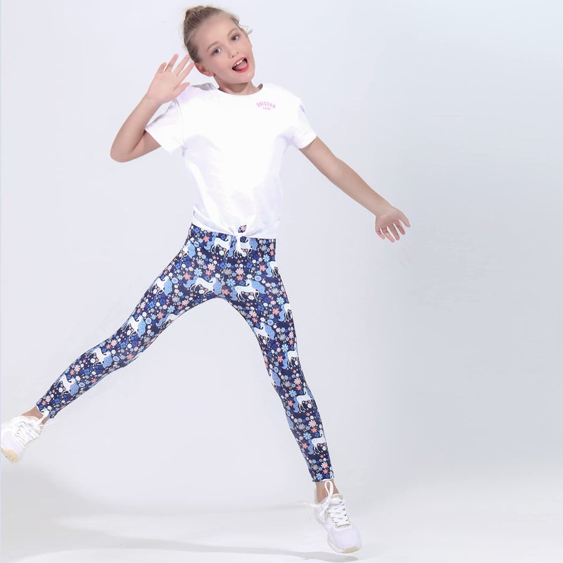 Quedoris Girls 3-Pack Printed Leggings Watermelon Unicorn/Cherry/Daisy Unicorn 130Y - Image 2