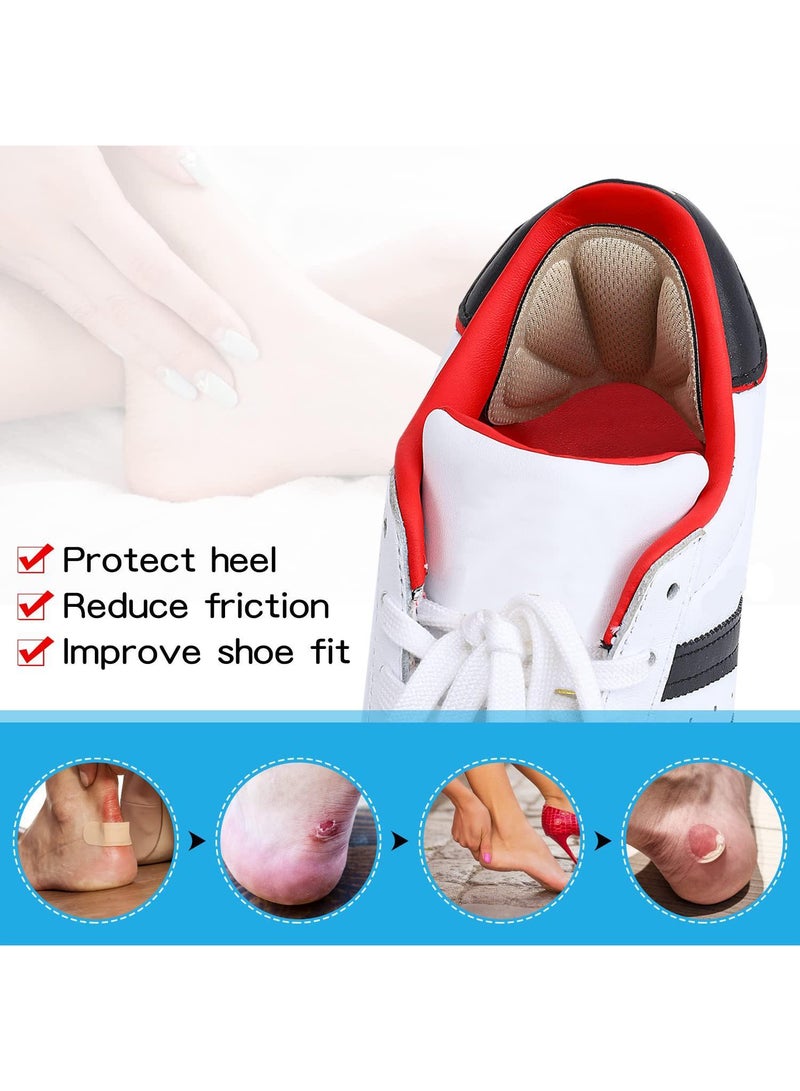 Sweet seven Back of Heel Cushion Inserts - Improve Shoe Fit with Reusable Adhesive Heel Guards Liners - Mesh Heel Grips Pads for Boots and Loose Shoes - 2 Pairs, Beige - Women and Men - Image 4