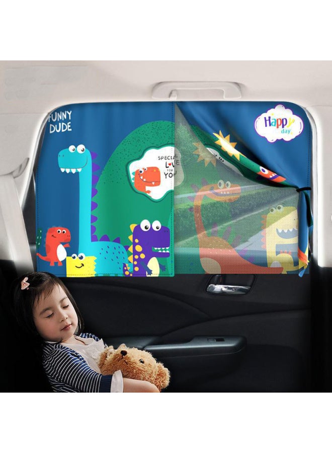 DiGallen Dijialun Car Sunshade, Sun Protection, Heat Insulation, Sun Visor, Window Shade For Babies, Light-blocking Device, Magnetic Retractable Curtain, Car Window Curtain, Dinosaur Rear - Single Pack - Image 1