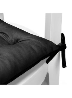 Rest Pack Of 2 Velvet Soft Chair Pad With Seat Ties Suitable For Garden , Kitchen And Office Chairs Indoor And Outdoor Black 40X40Cm  - Image 3
