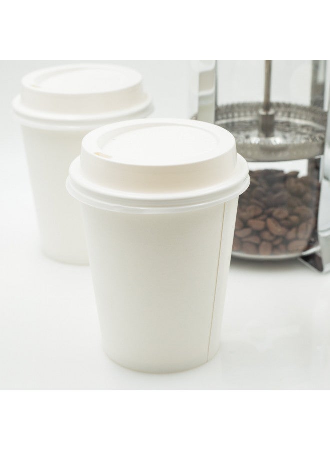 Golden Apple, Disposable Paper Coffee Cups 8 oz. Cups & Lids Quantity 50 cups per pack. Perfect For On-The-Go Hot or Cold Beverages. - Image 2