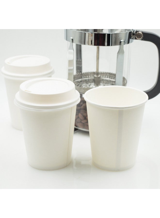 Golden Apple, Disposable Paper Coffee Cups 8 oz. Cups & Lids Quantity 50 cups per pack. Perfect For On-The-Go Hot or Cold Beverages. - Image 3