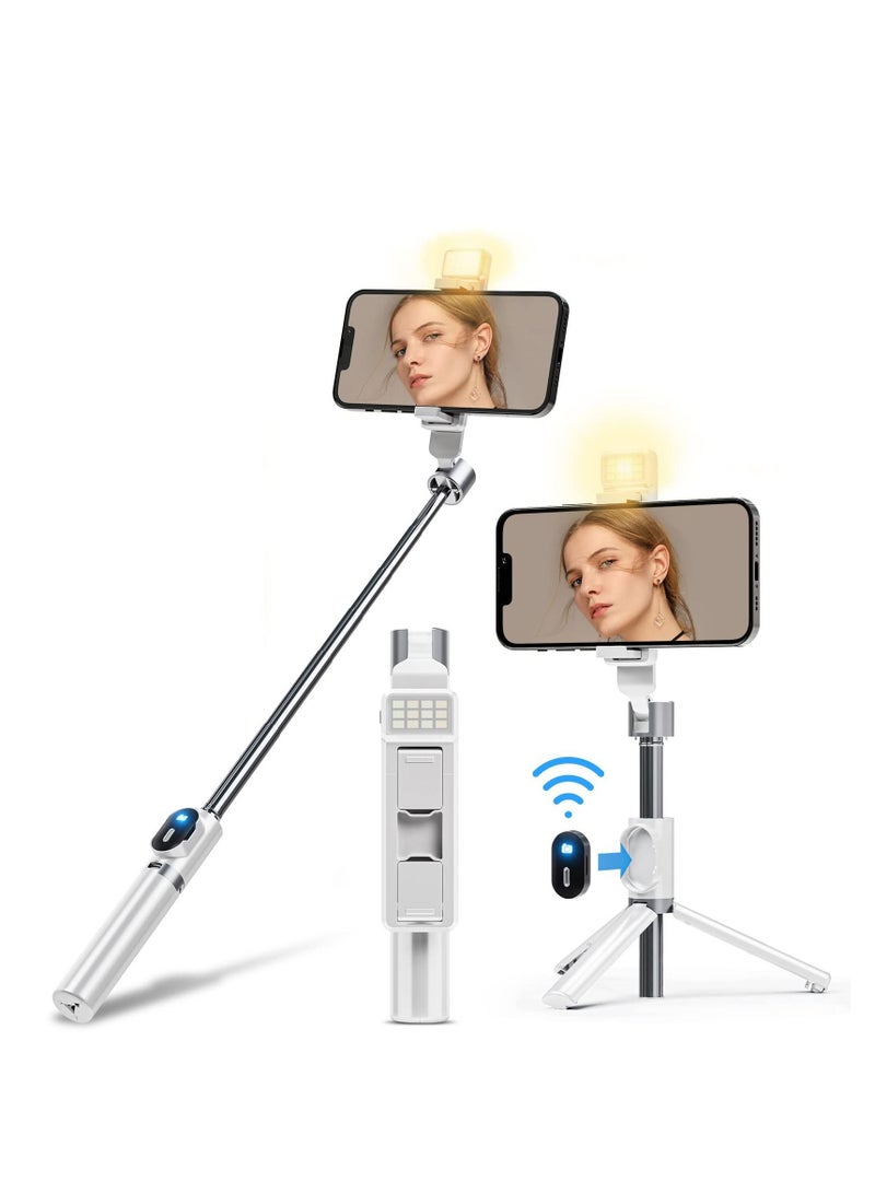 KASTWAVE Selfie Stick for iPhone Wireless Bluetooth Tripod Selfie Stick with LED Light Detachable Remote 360 Rotation  - Image 1