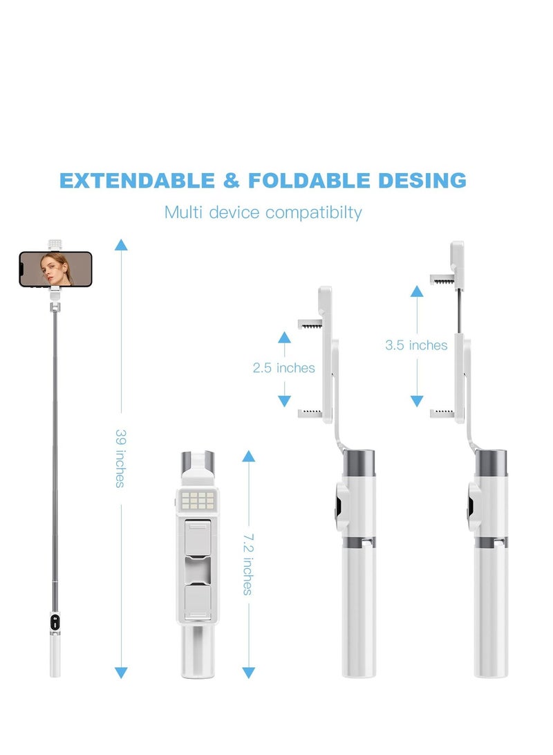 KASTWAVE Selfie Stick for iPhone Wireless Bluetooth Tripod Selfie Stick with LED Light Detachable Remote 360 Rotation  - Image 5