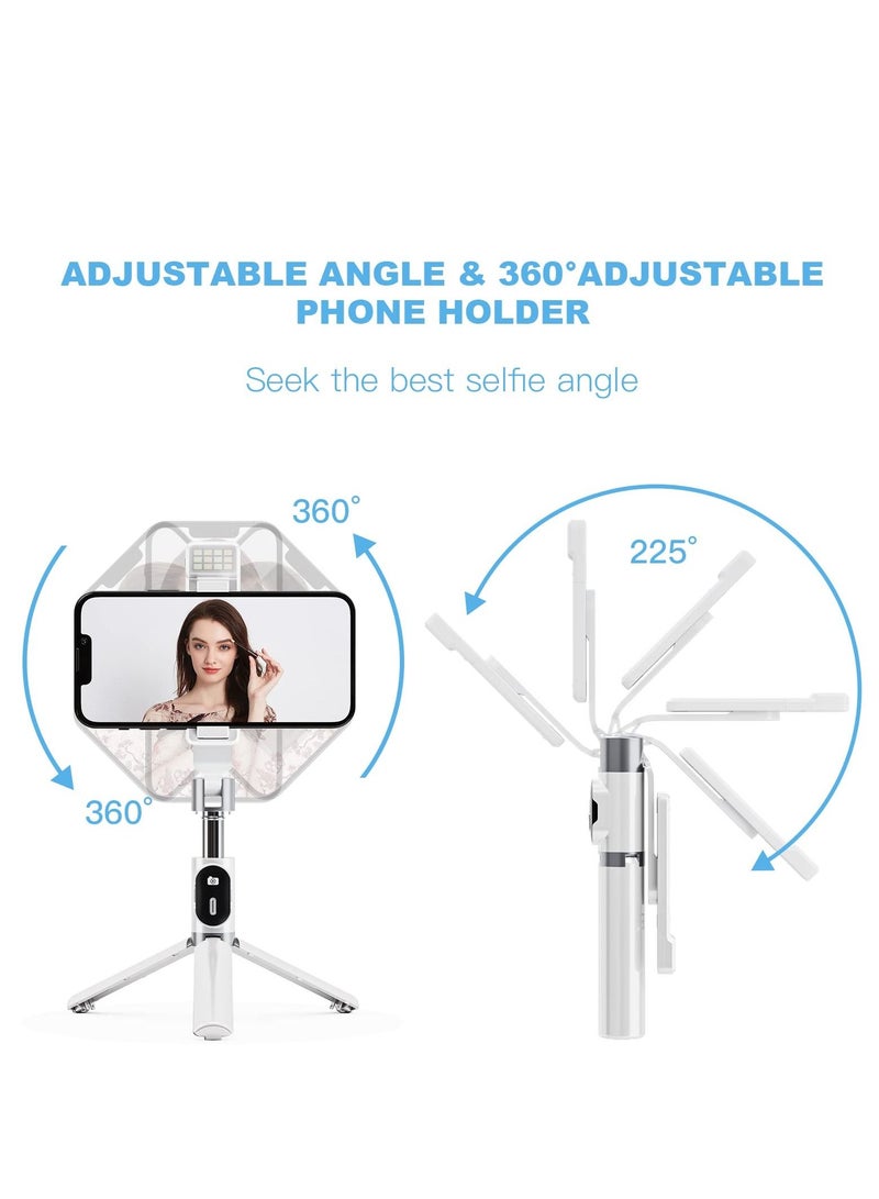 KASTWAVE Selfie Stick for iPhone Wireless Bluetooth Tripod Selfie Stick with LED Light Detachable Remote 360 Rotation  - Image 4