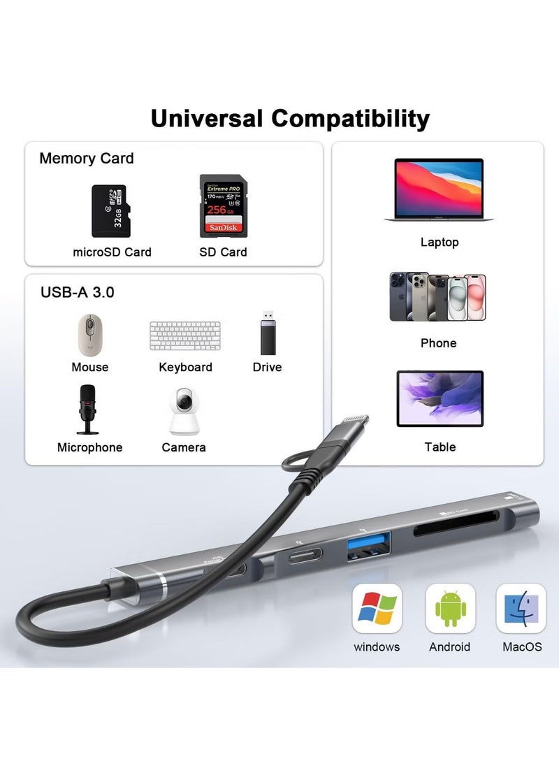 SD Card Reader for iPhone iPad, 5-in-1 For Lightning & USB C to Micro SD/SD Card Reader & USB OTG Adapter, Memory Card Reader with USB C Charging Port Compatible with iPhone 15/14/iPad