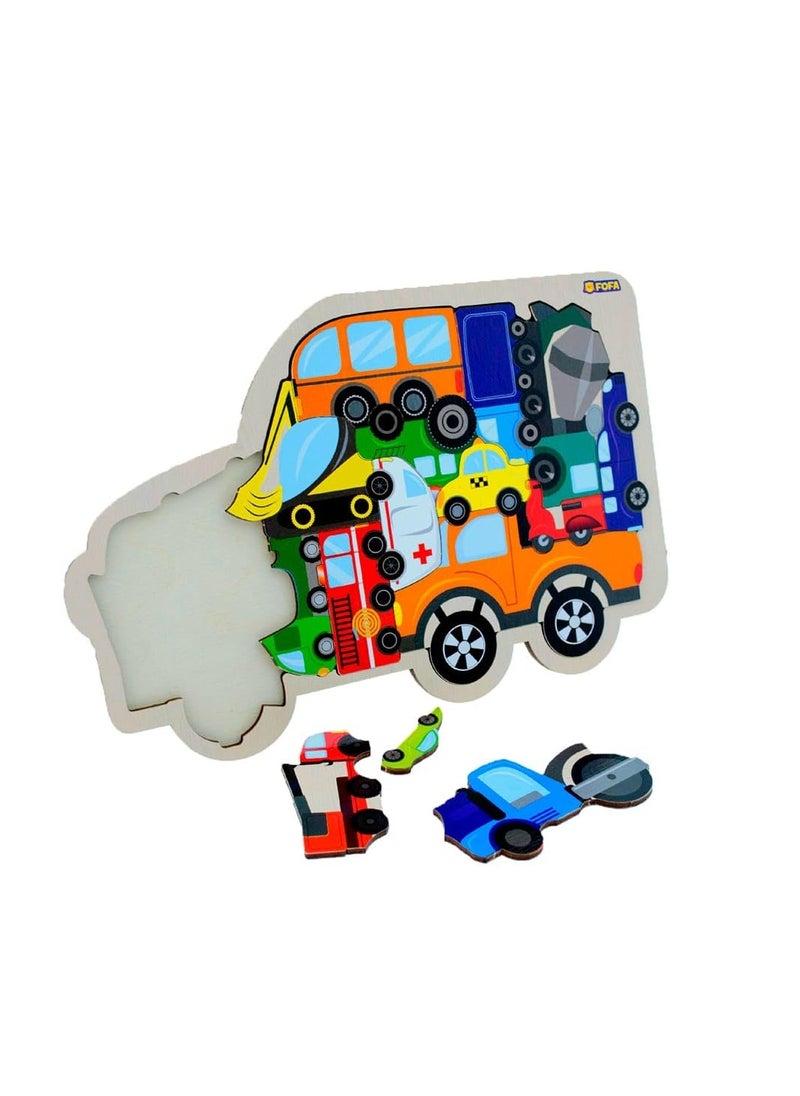 TOY GARDEN Wooden Jigsaw 15 Pieces Educational Puzzle Car Building Toys for Kids Ages 3+ Years  - Image 2