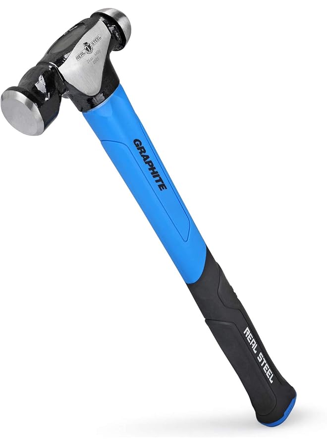 Real Steel Ball Peen Hammer 24 Oz With Non Slip Cushion Grip Jacketed Graphite Forged Ball Pein Hammer 0505  - Image 1