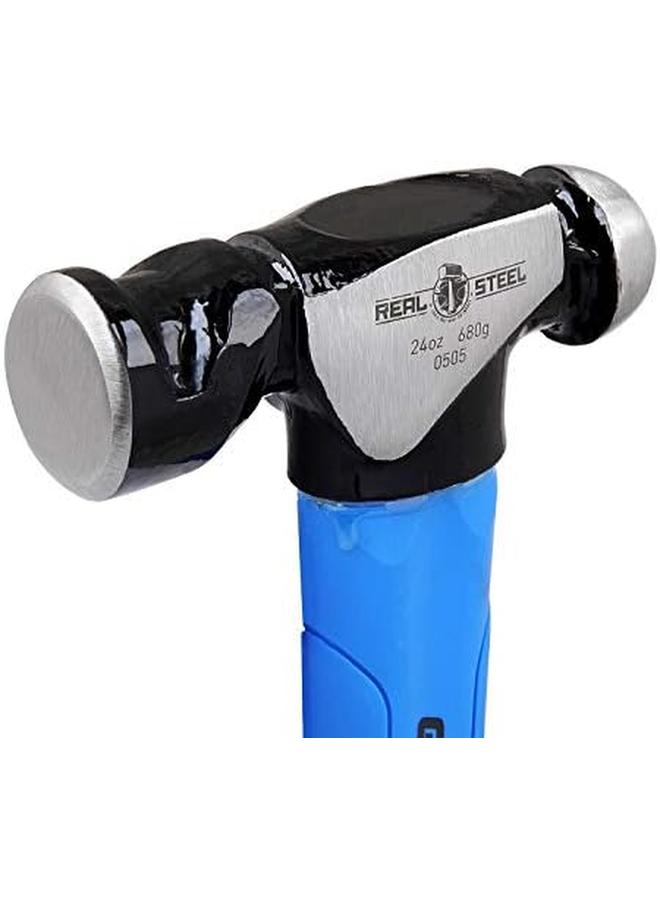 Real Steel Ball Peen Hammer 24 Oz With Non Slip Cushion Grip Jacketed Graphite Forged Ball Pein Hammer 0505  - Image 2