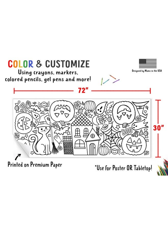 تايني إكسبريشنز ملصق تلوين الهالوين العملاق للأطفال مقاس 30 × 72 بوصة لافتة ورقية ضخمة أو غطاء طاولة للحفلات أو المناسبات المدرسية - Image 3