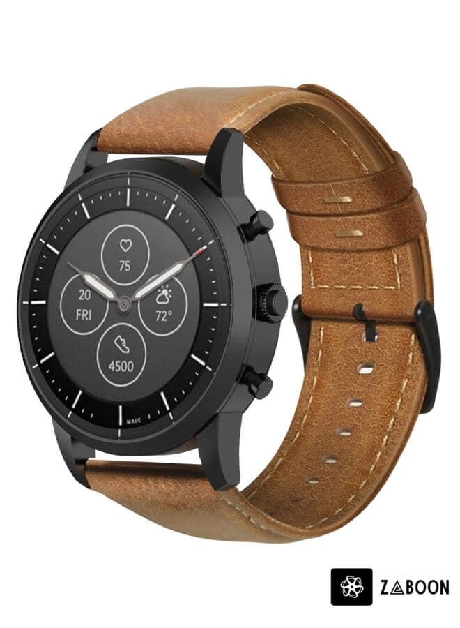 Zaboon سوار ساعة ذكية هجين من فوسيل HR مصنوع من جلد الزيت الشمعي الأصلي - Image 1