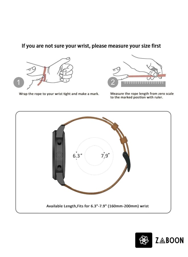Zaboon سوار ساعة ذكية هجين من فوسيل HR مصنوع من جلد الزيت الشمعي الأصلي - Image 4