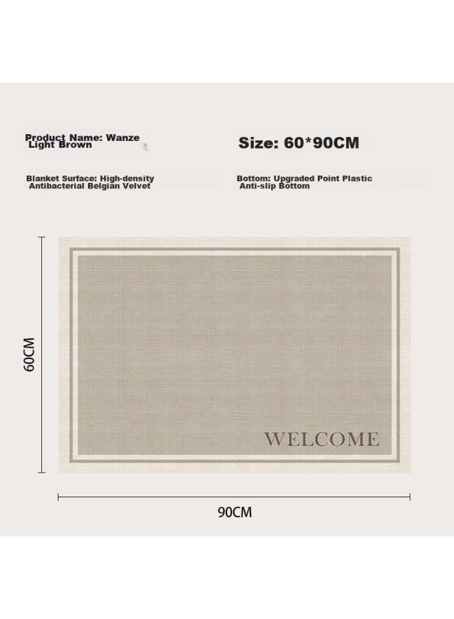 Slowly Say Slowly Enter The Door Mat For Home Use, Can Be Cut, Dust Removal, Non-slip, Water-absorbing, Entrance Door Foot Mat, Wanze Light Brown 60*90cm - Image 5