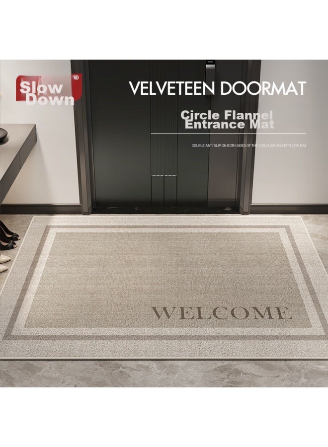 Slowly Say Slowly Enter The Door Mat For Home Use, Can Be Cut, Dust Removal, Non-slip, Water-absorbing, Entrance Door Foot Mat, Wanze Light Brown 60*90cm - Image 3