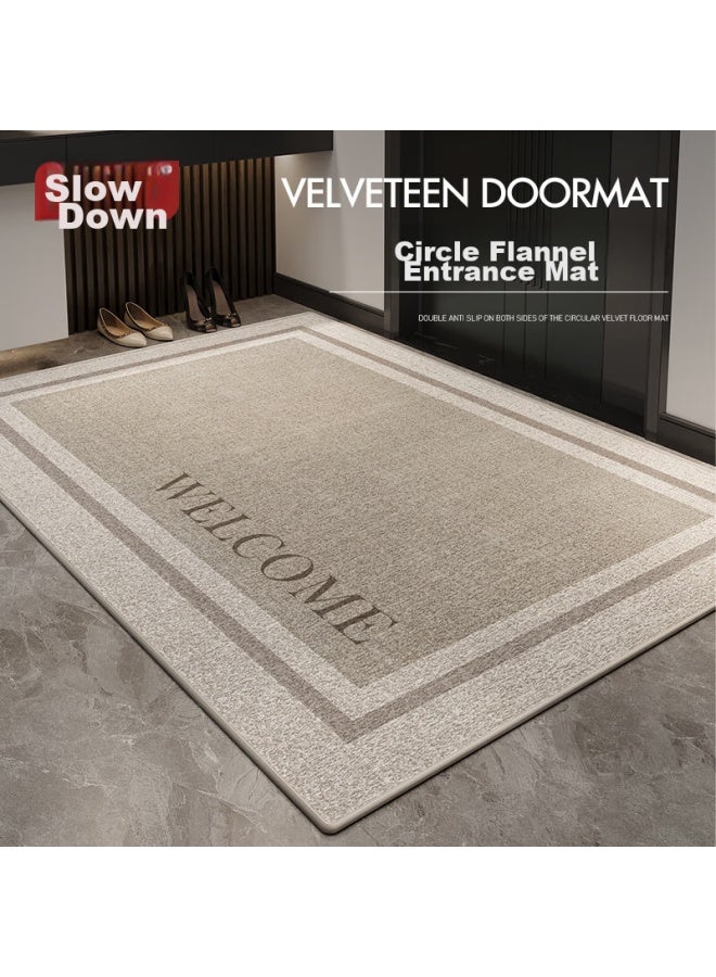 Slowly Say Slowly Enter The Door Mat For Home Use, Can Be Cut, Dust Removal, Non-slip, Water-absorbing, Entrance Door Foot Mat, Wanze Light Brown 60*90cm - Image 1
