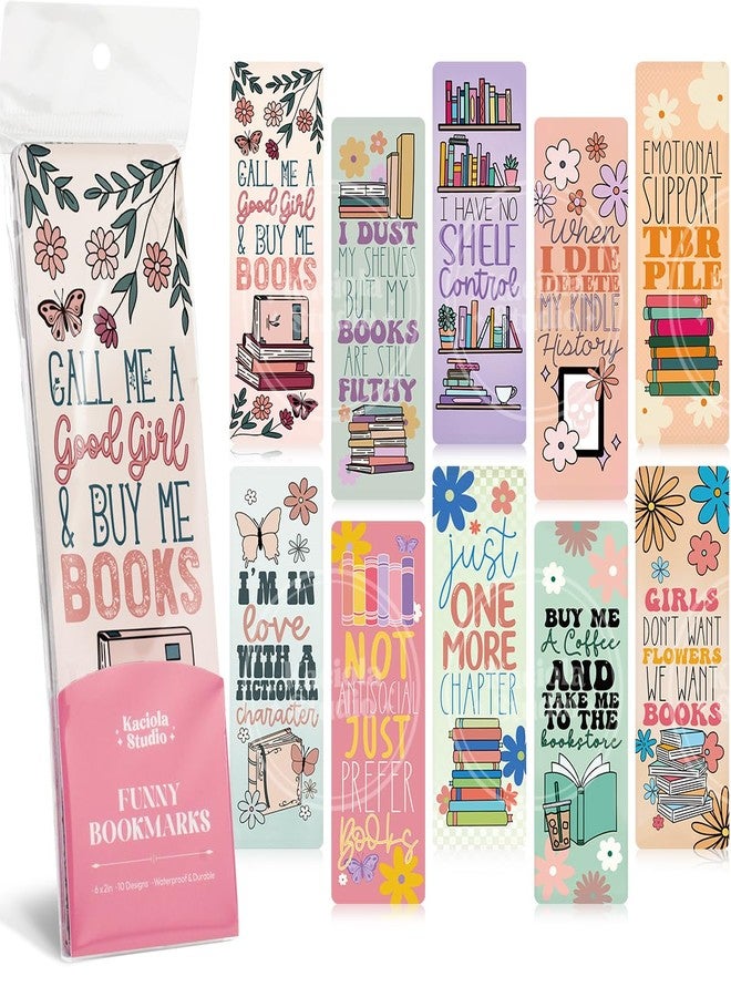 KACIOLA STUDIO 10 PCS Book Lovers Bookmarks,Funny Bookmarks for Women, Double Sided Book Tracker Design Book Lovers Gifts for Women,Book Accessories for Reading Lovers Book Marks for Reading Women - Image 1