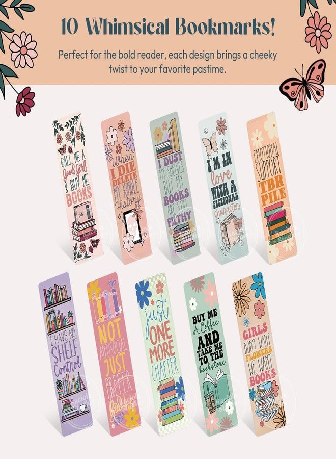 KACIOLA STUDIO 10 PCS Book Lovers Bookmarks,Funny Bookmarks for Women, Double Sided Book Tracker Design Book Lovers Gifts for Women,Book Accessories for Reading Lovers Book Marks for Reading Women - Image 2