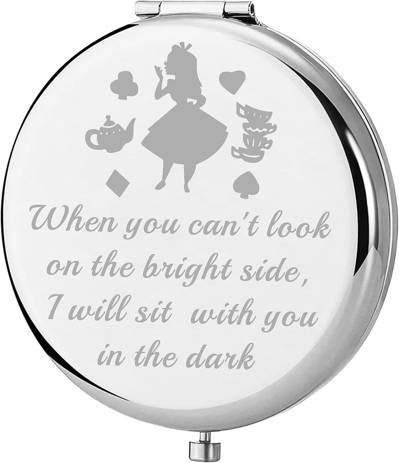 AKTAP Alice Gifts Alice Fans Compact Mirror I Will Sit with You in The Dark Wonderland Makeup Mirror for Women