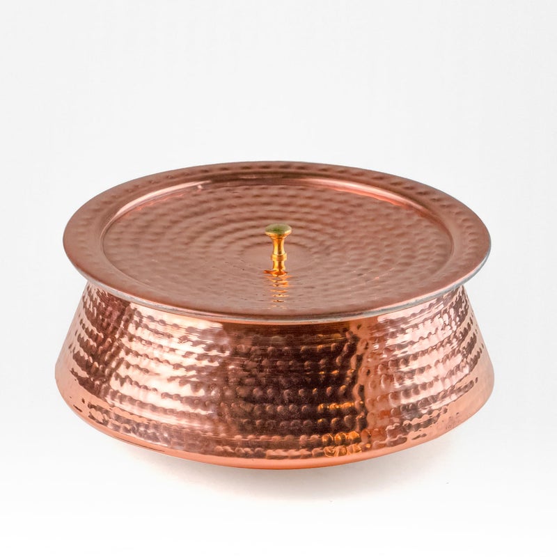 Healthsmith Healthsmith-100% Pure Handcrafted Copper Lagan Handi/Patila With Lid-Best Heat Conductivity-Proven Health Benefits & Harmless-Tin Coated & Lead-Free-Easy To Clean & Maintain-5L,2.25Kg,Red  - Image 1