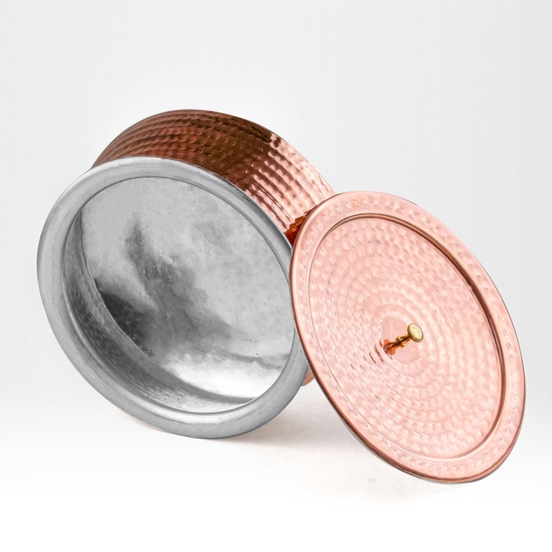 Healthsmith Healthsmith-100% Pure Handcrafted Copper Lagan Handi/Patila With Lid-Best Heat Conductivity-Proven Health Benefits & Harmless-Tin Coated & Lead-Free-Easy To Clean & Maintain-5L,2.25Kg,Red  - Image 5