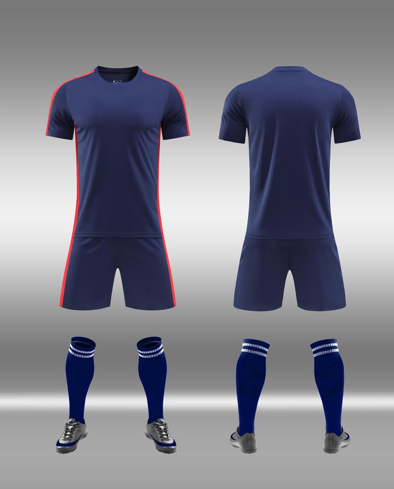 Generic New Professional Football Jersey Adult Short Sleeves Breathable Summer Training Competition Team Uniform Sportswear Royal blue 